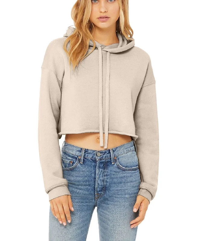Comfortable Series Women's Cropped Long Sleeve Fleece Hoodie with Drawstring