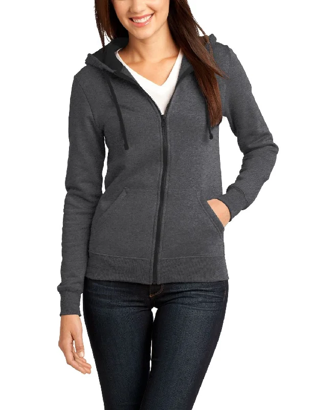 Elegant Design Women's Full-Zip Fleece Hoodie with Drawstring and Pocket
