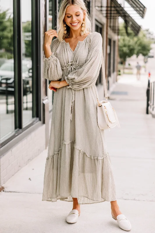 Fashion Selection Lift You Up Light Olive Green Midi Dress