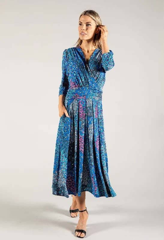 Hip-hop Style Peacock Print Wrap Bodice Dress