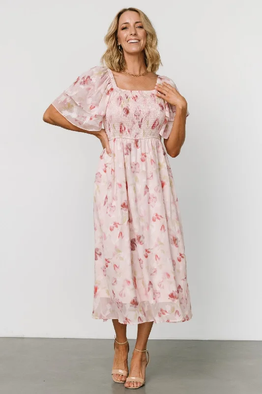 High-quality Styles Flora Midi Dress | Blush Print