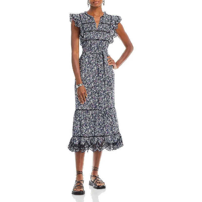 Creative Prints Rails Womens Sofie Cotton Eyelet Midi Dress
