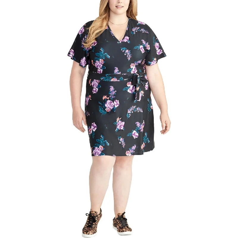 Street Graffiti Design Rachel Rachel Roy Womens Plus Andrea V-Neck Kimono Sleeve Midi Dress