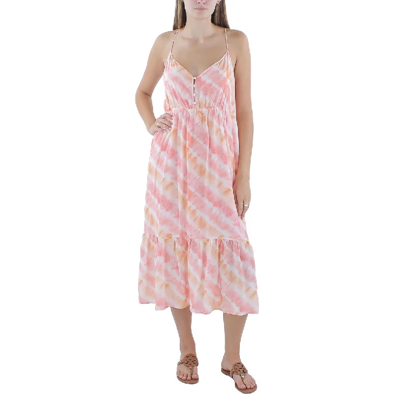 Multifunctional Style Rails Womens Ruffled Adjustable Straps Midi Dress