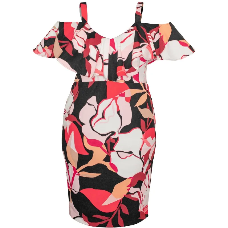 Street Show-off Style Rachel Rachel Roy Womens Plus Marcella Cold Shoulder Floral Midi Dress