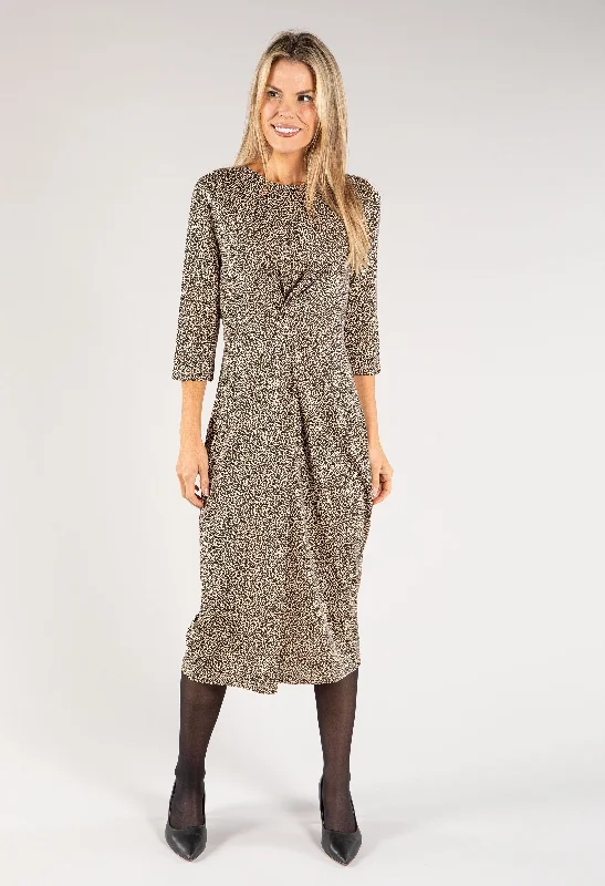 Refreshing Design Leopard Knot Detail Midi Dress