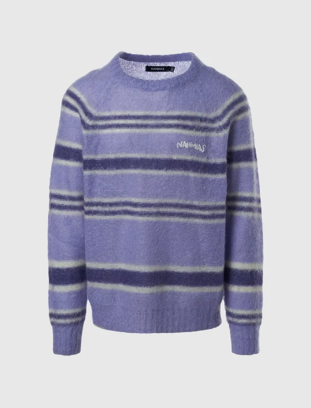 Elegant Design Sweet Style STRIPED KNIT CREWNECK