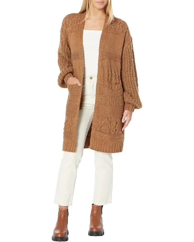 Street Graffiti Design Constance Sweater Open Cardigan In Copper