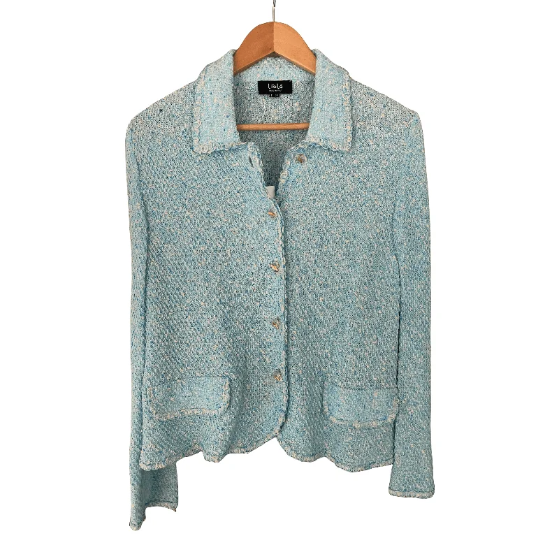 Fashionable And Fashionable Feminine Charm Liola Cotton Mix Jacket Cardigan Turquoise IT50 UK Size 18
