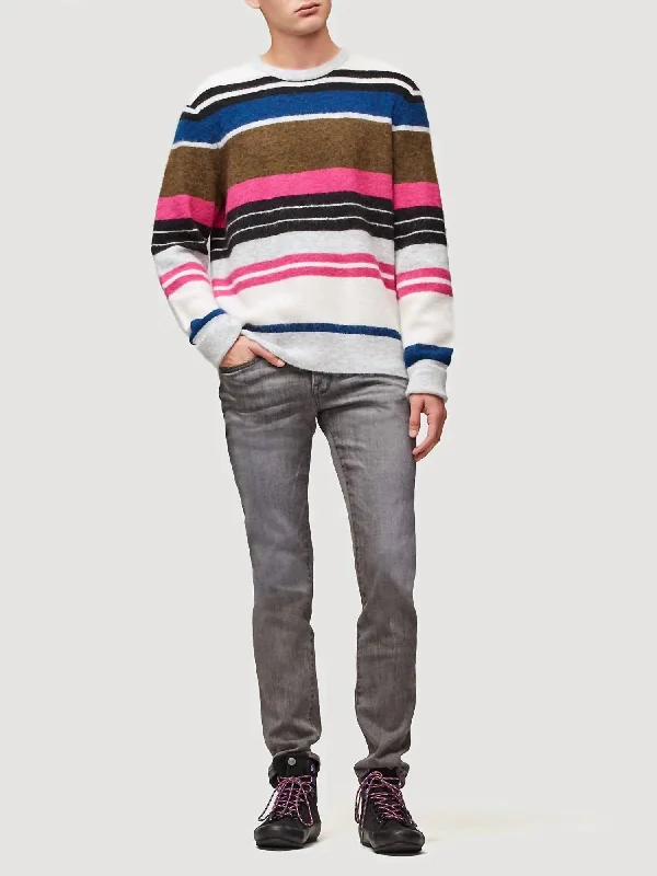 Street Style Suit Crewneck Alpaca Blend Sweater In Multicolor