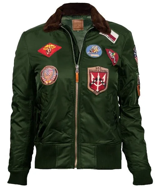 Fashionable In The Times Elegant Design MISS TOP GUN® B-15 FLIGHT BOMBER JACKET WITH PATCHES