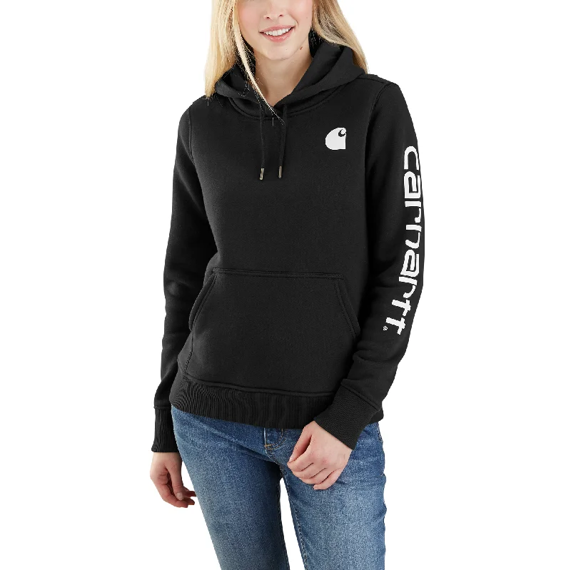 Age-reducing Style Noble And Elegant Carhartt Women's Clarksburg Graphic Sleeve Hoodie_Black