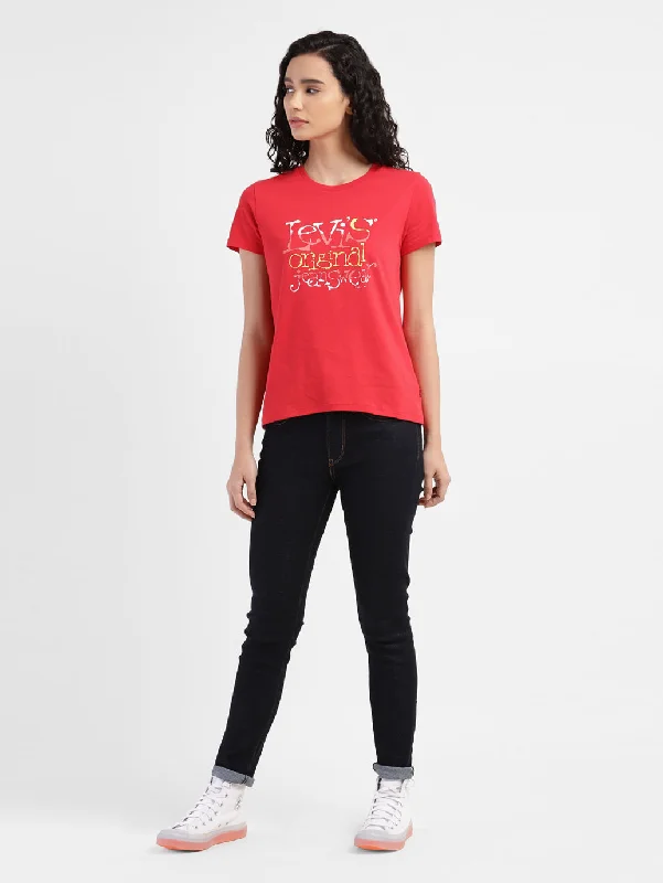 Street Style Women's Brand Logo Round Neck T-shirt