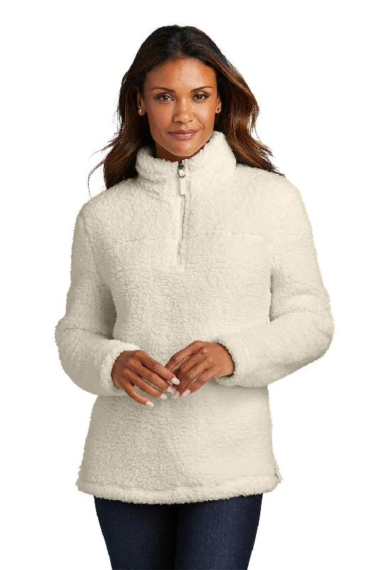 Noble And Elegant Fashionable Items Port Authority Womens Cozy Sherpa Fleece 1/4 Zip Jacket - Marshmallow White - Closeout