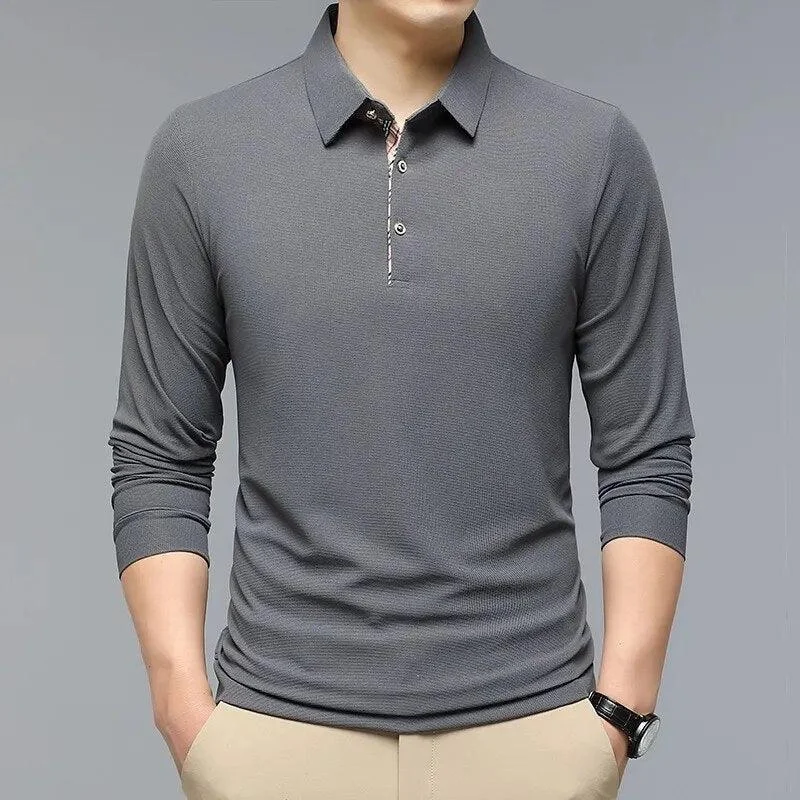 Romantic Data Fresh And Capable Long Sleeves Polo Shirt for Men