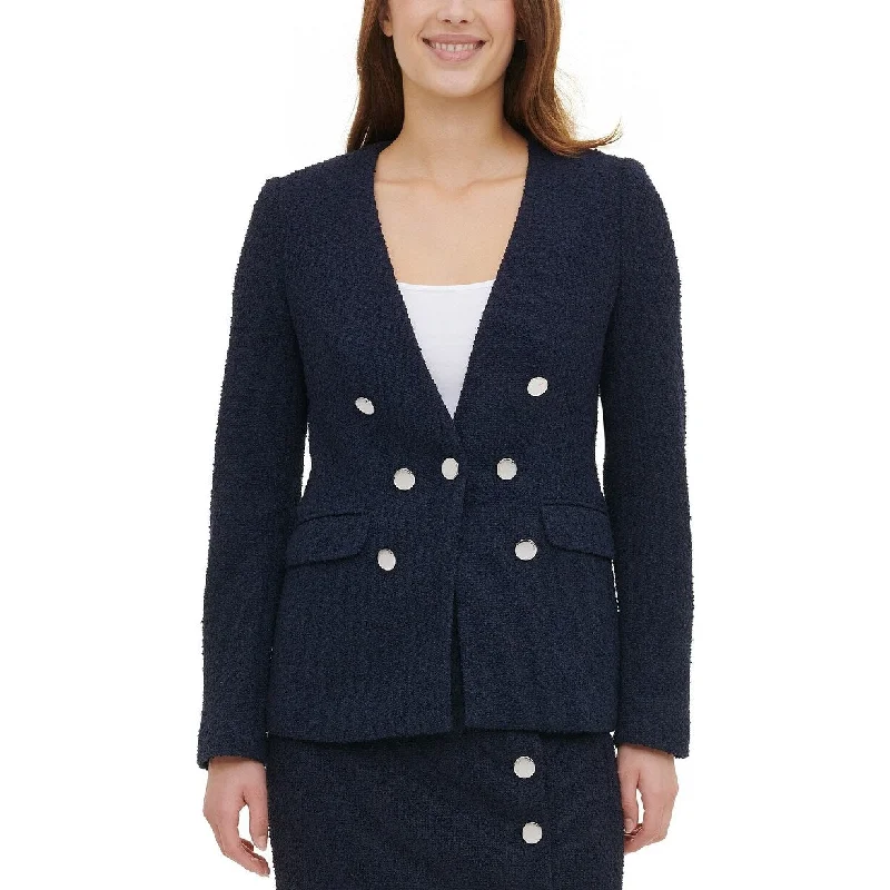 Celebrity Picks Playful Style Calvin Klein Women's Double-Breasted Textured Blazer Blue Size 12 Celebrity Picks Playful Style Calvin Klein Women's Double-Breasted Textured Blazer Blue Size 12