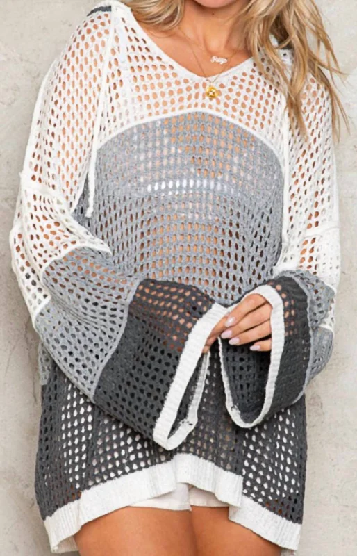Warm Atmosphere Simple Matching Opal Knit Top In Grey