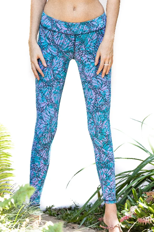 Comfortable Series Exquisite Fabrics Butterfly Leggings - Turquoise Pink