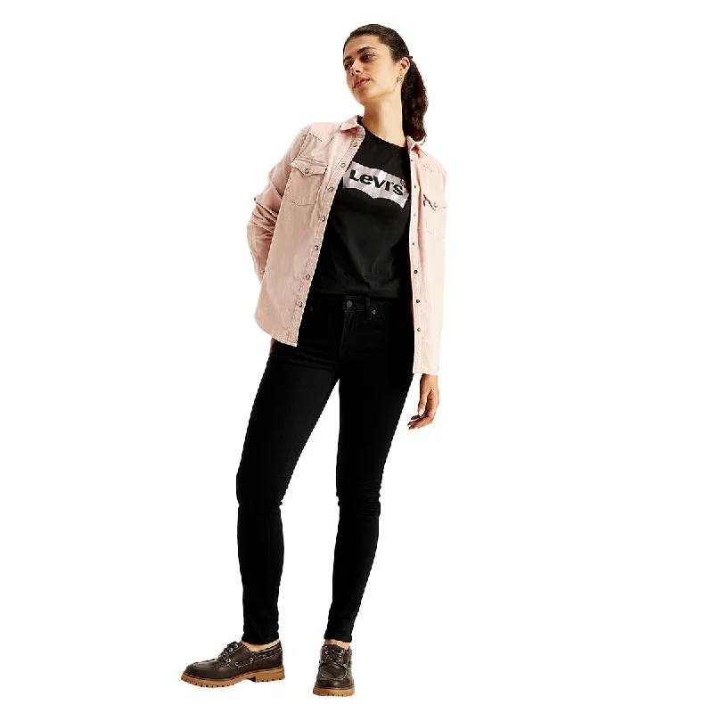Modern Tailoring Fashionable Items Women's Mid Rise 711 Skinny Black Jeans
