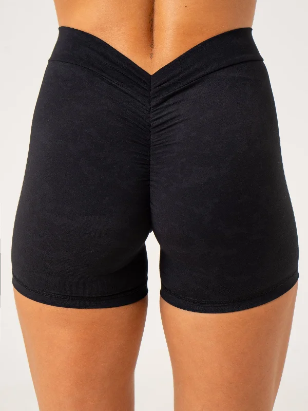 Fresh And Capable Warm And Comfortable NKD Stonewash V Scrunch Shorts - Black Stonewash