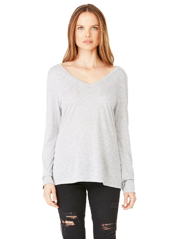 Fashionable and casual Bella+Canvas Ladies Flowy Long Sleeve V-Neck