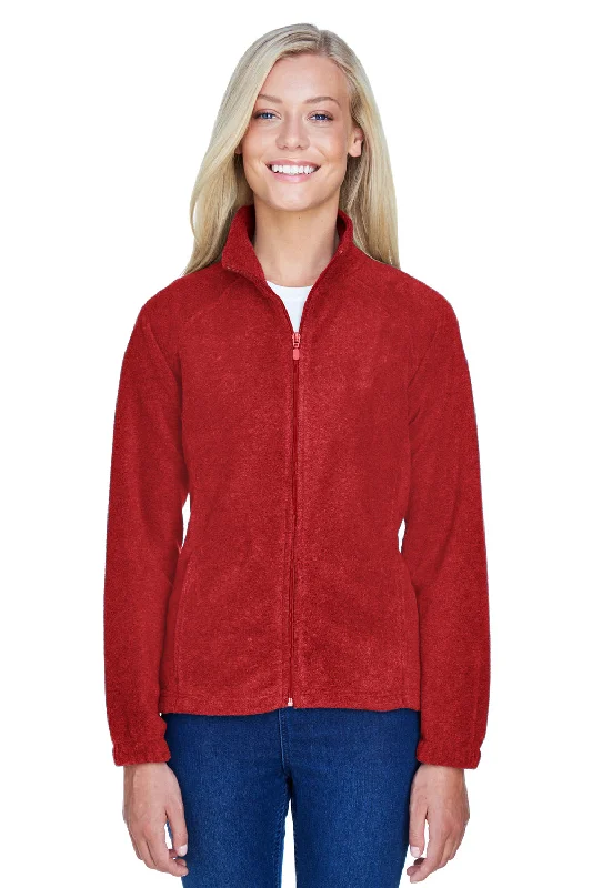 Retro Prints Noble And Elegant Harriton Womens Pill Resistant Fleece Full Zip Jacket - Red