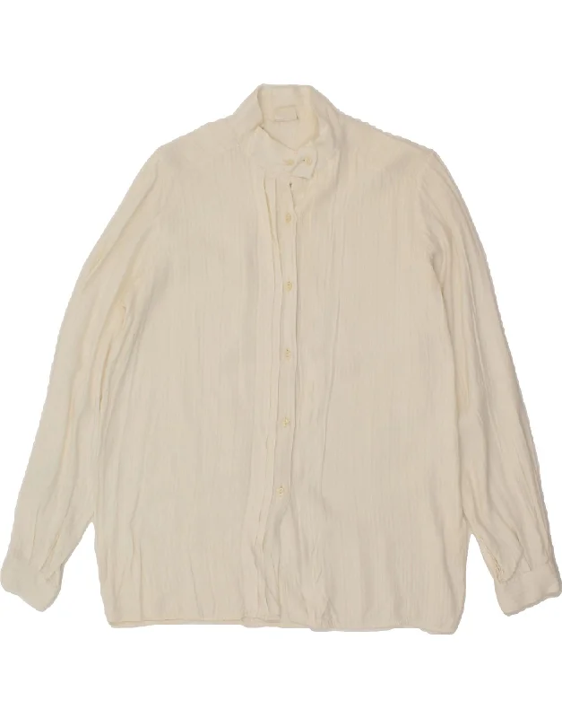 Exquisite Craftsmanship Carefree VINTAGE Womens Shirt Blouse UK 16 Large Off White Striped