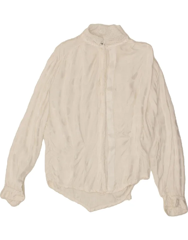 Personalized Wear French Retro VINTAGE Womens Shirt Blouse UK 16 Large White