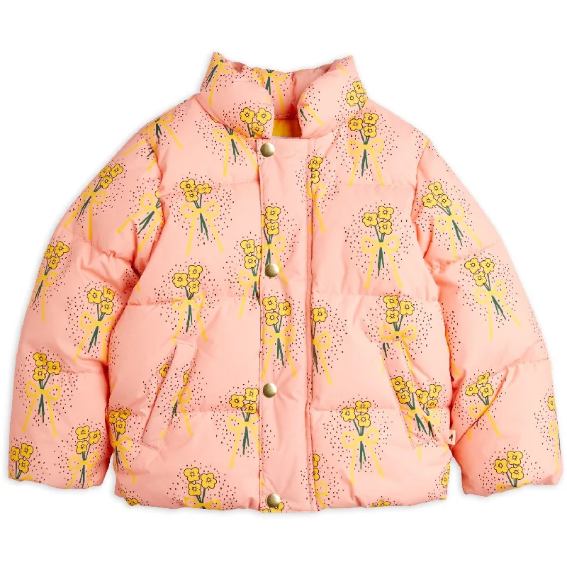 Personalized Wear Luxury Style Mini Rodini Pink Winter Flowers Aop City Puffer Jacket