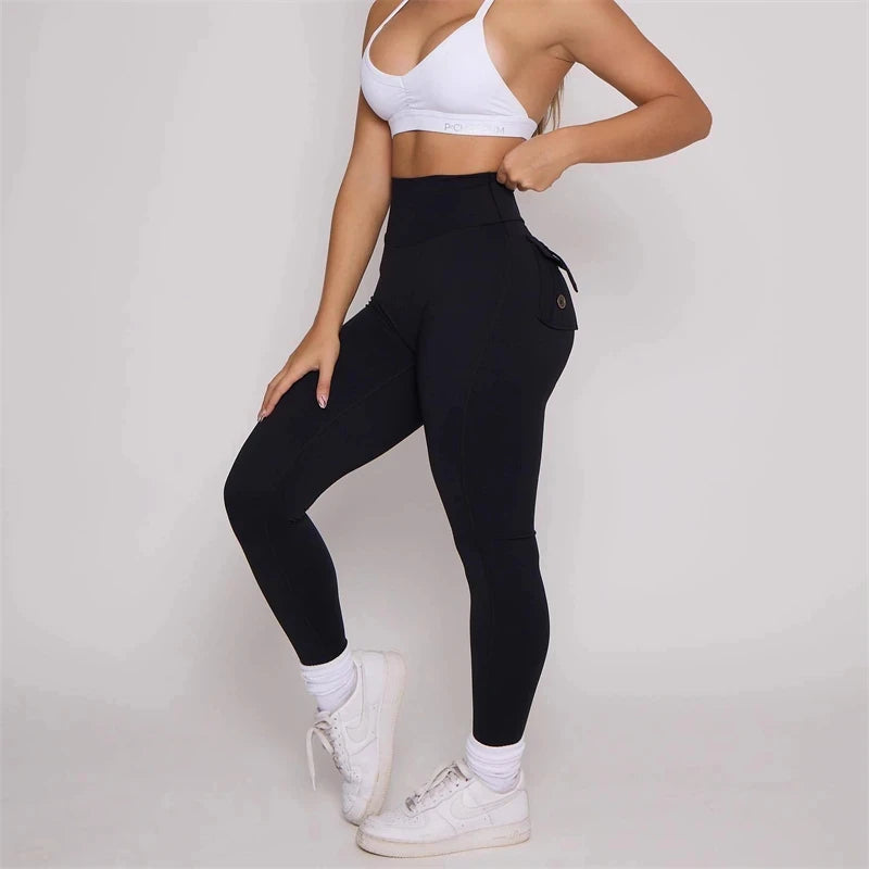 Luxury and fashionable Pockets High Waist Solid Butt Lifting Coquette Exercise Sporty Leggings