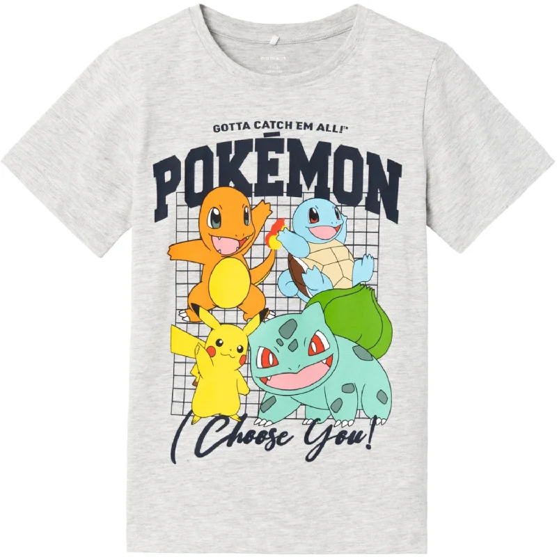 Exquisite workmanship Name It Light Grey Melange Adan Pokemon T-Shirt