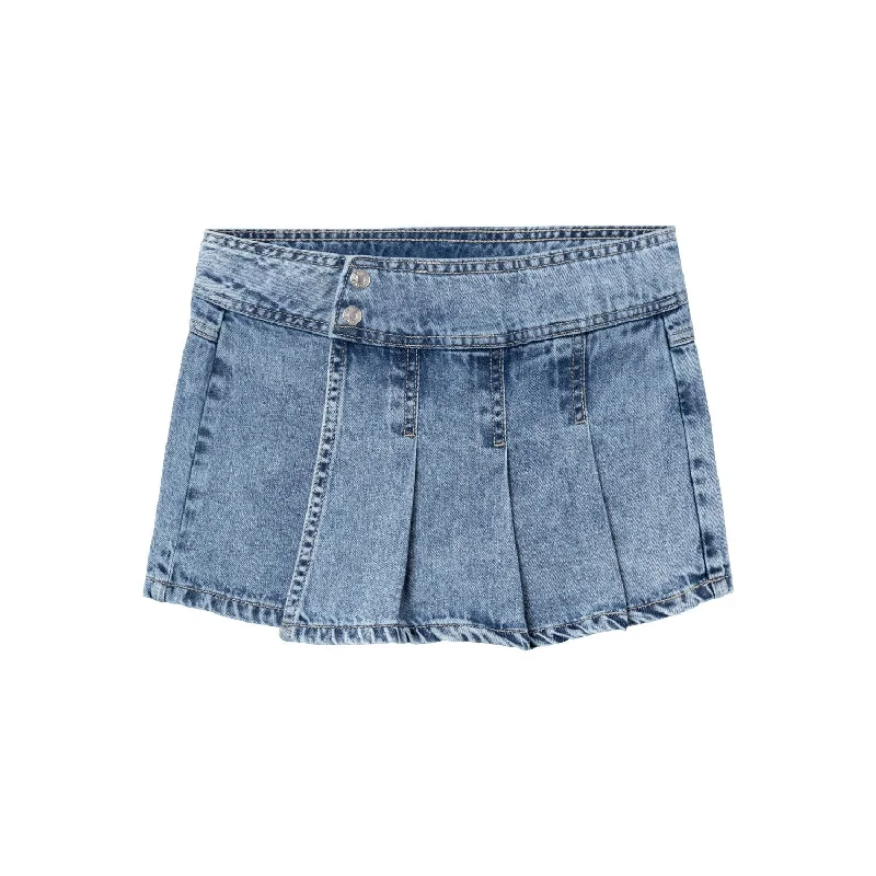 Youthful Vitality European And American Style Name It Light Blue Denim Bella Wide Denim Skort