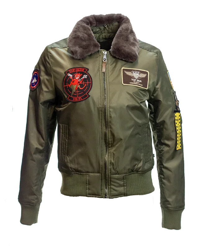 Retro Prints Fresh And Capable MISS TOP GUN® B-15 FLIGHT BOMBER JACKET WITH PATCHES LIMITED EDITION