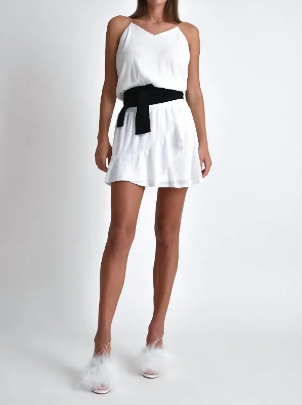 Elegant Style Charlie Sequins Ruffle Skirt In White