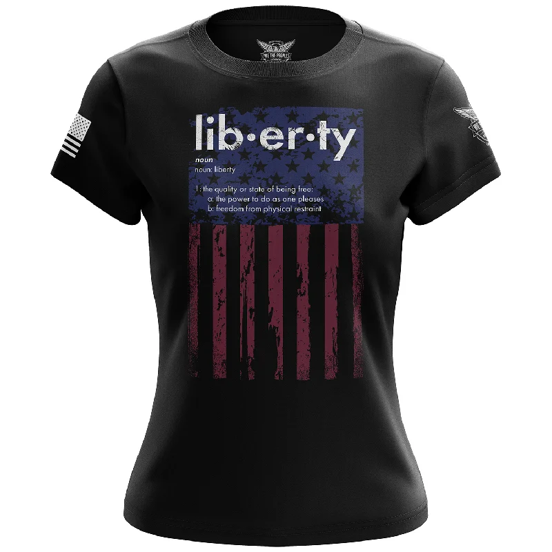 New Products Spiritual Vitality Liberty Flag Women's Short Sleeve Shirt
