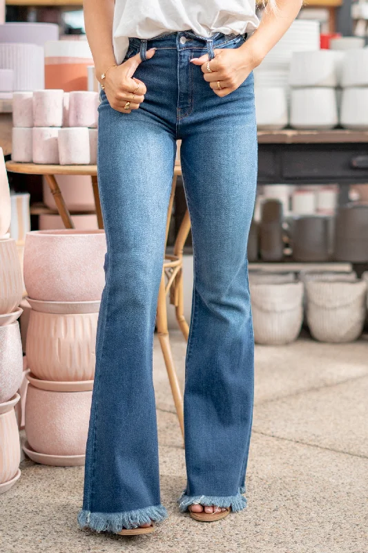 Advanced Customization Light And Breathable Lily Mae High Rise Flare With Frayed Hem Advanced Customization Light And Breathable Lily Mae High Rise Flare With Frayed Hem