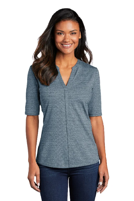French Style Soft And Comfortable Port Authority Womens Moisture Wicking Short Sleeve Polo Shirt - Regatta Blue/Gusty Grey French Style Soft And Comfortable Port Authority Womens Moisture Wicking Short Sleeve Polo Shirt - Regatta Blue/Gusty Grey