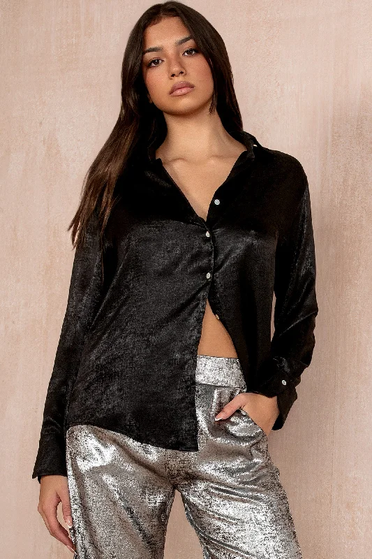 Refreshing Design Sports Fashion Makayla Black Shimmer Shirt