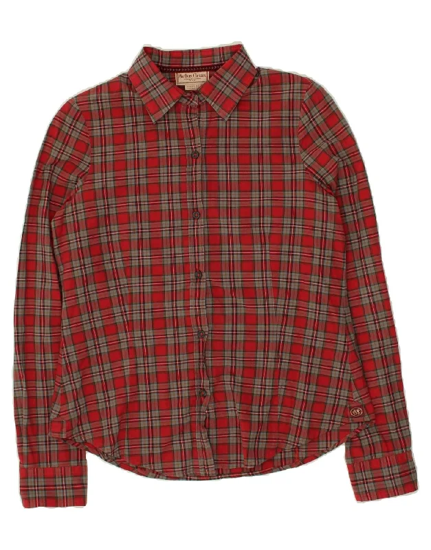 Feminine Charm Slim Fit MARLBORO CLASSICS Womens Shirt EU 44 XL Red Check Cotton