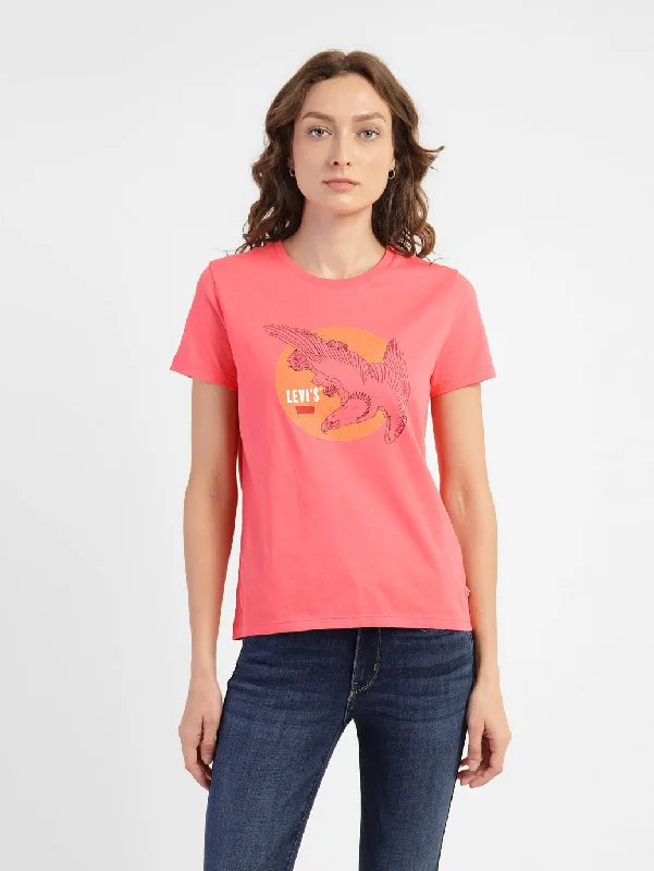 Exquisite Craftsmanship Diamond Series Women's Graphic Crew Neck  T-shirt