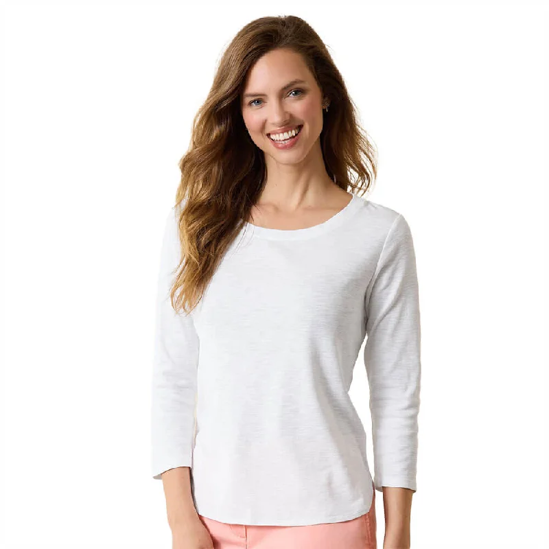 Fashion Classic Ethnic Style Tommy Bahama Women's Ashby Rib 3/4 Sleeve T-Shirt - White Fashion Classic Ethnic Style Tommy Bahama Women's Ashby Rib 3/4 Sleeve T-Shirt - White