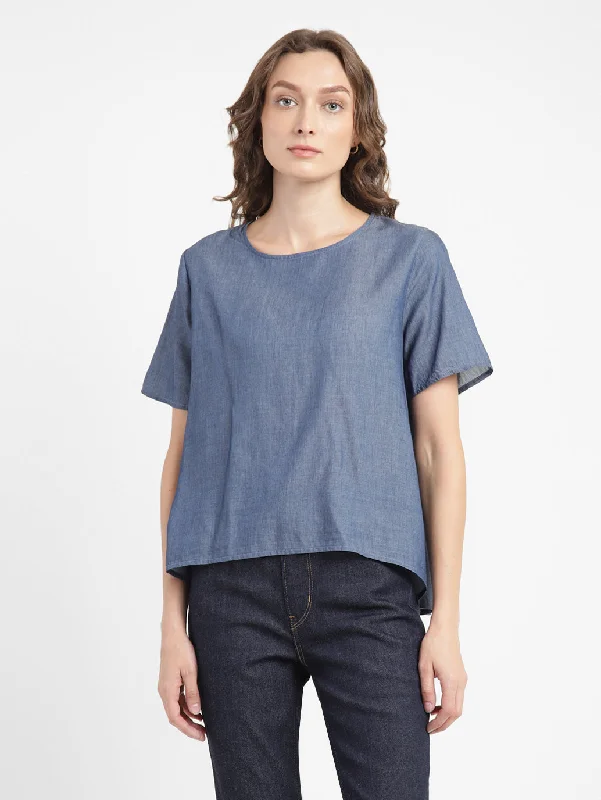European Plan Slim Fit Women's Solid Round Neck Top