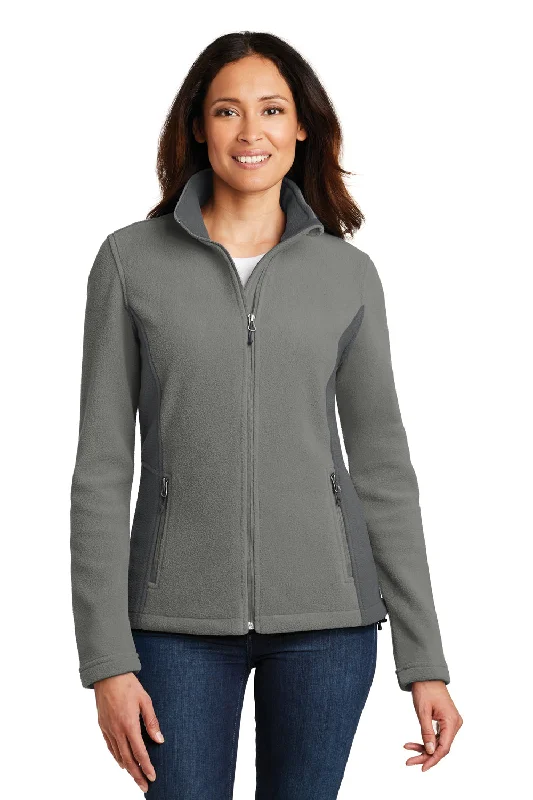 Warm Winter Series Port Authority Womens Full Zip Fleece Jacket - Deep Smoke Grey/Battleship Grey - Closeout