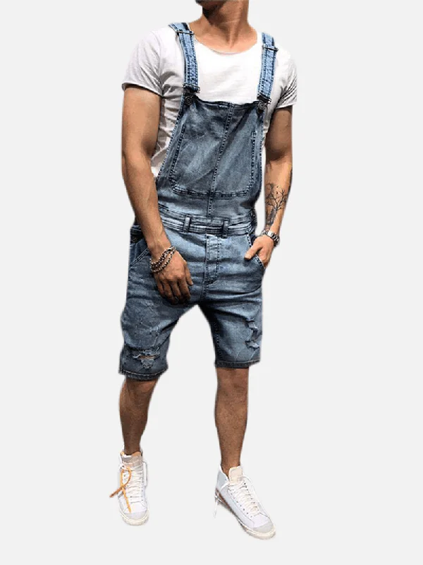 Warm and substantial Men Slim Fit Denim Short Casual Jumpsuit