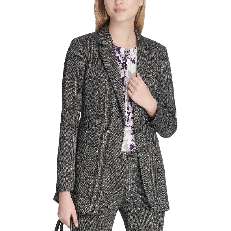 Basic Version Casual And Comfortable Calvin Klein Women's Herringbone One-Button Jacket Black Size 8 Basic Version Casual And Comfortable Calvin Klein Women's Herringbone One-Button Jacket Black Size 8