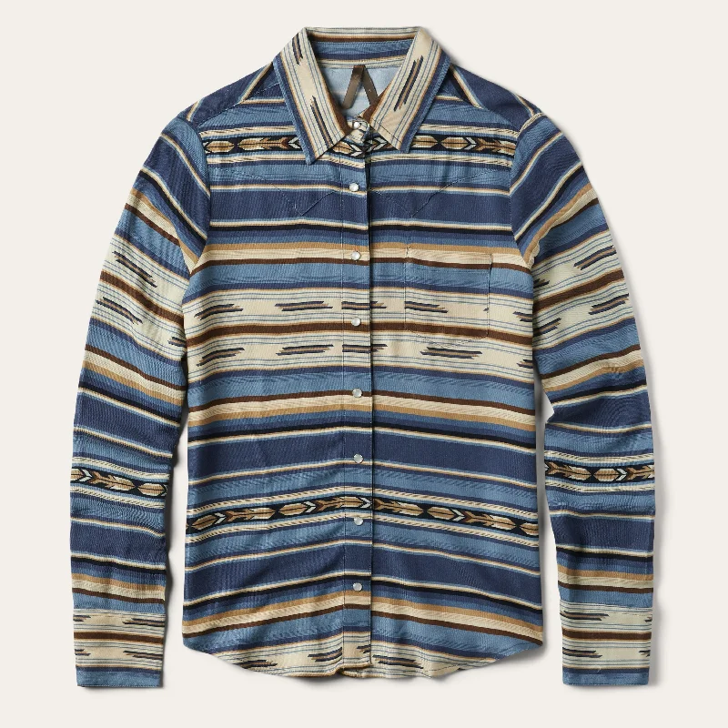 Street Personality Style Indigo Serape Print Shirt