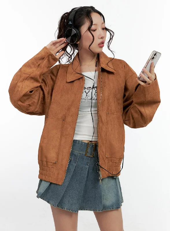 Cute Design Comfortable And Cold-proof Suede Collar Oversize Jacket CN401