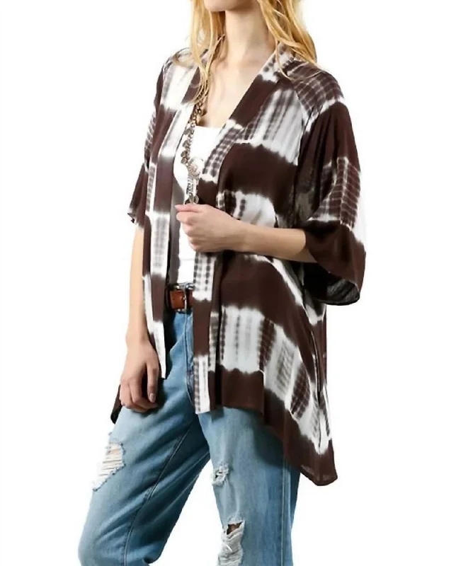 Autumn Selection Boutique Recommendation Tie Dye Lace Crochet Back Kimono In Olive