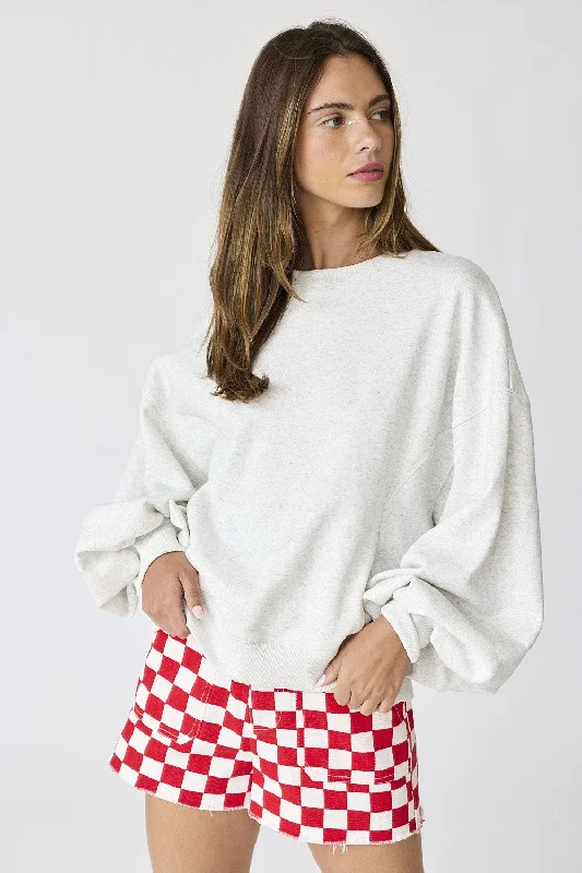 Retro Prints Noble And Elegant Ivory Oversized Balloon Sleeve Sweatshirt