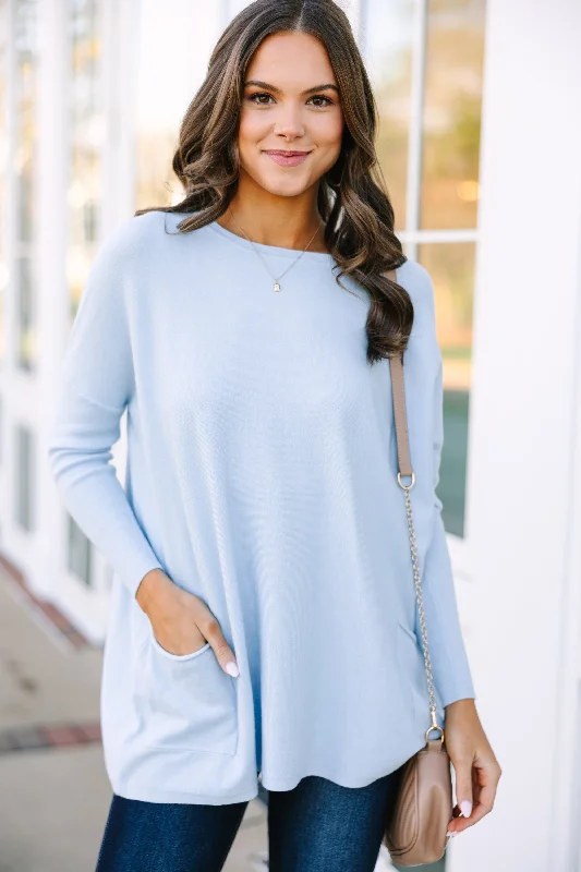 Retro Style Loving My Life Light Blue Pocket Tunic